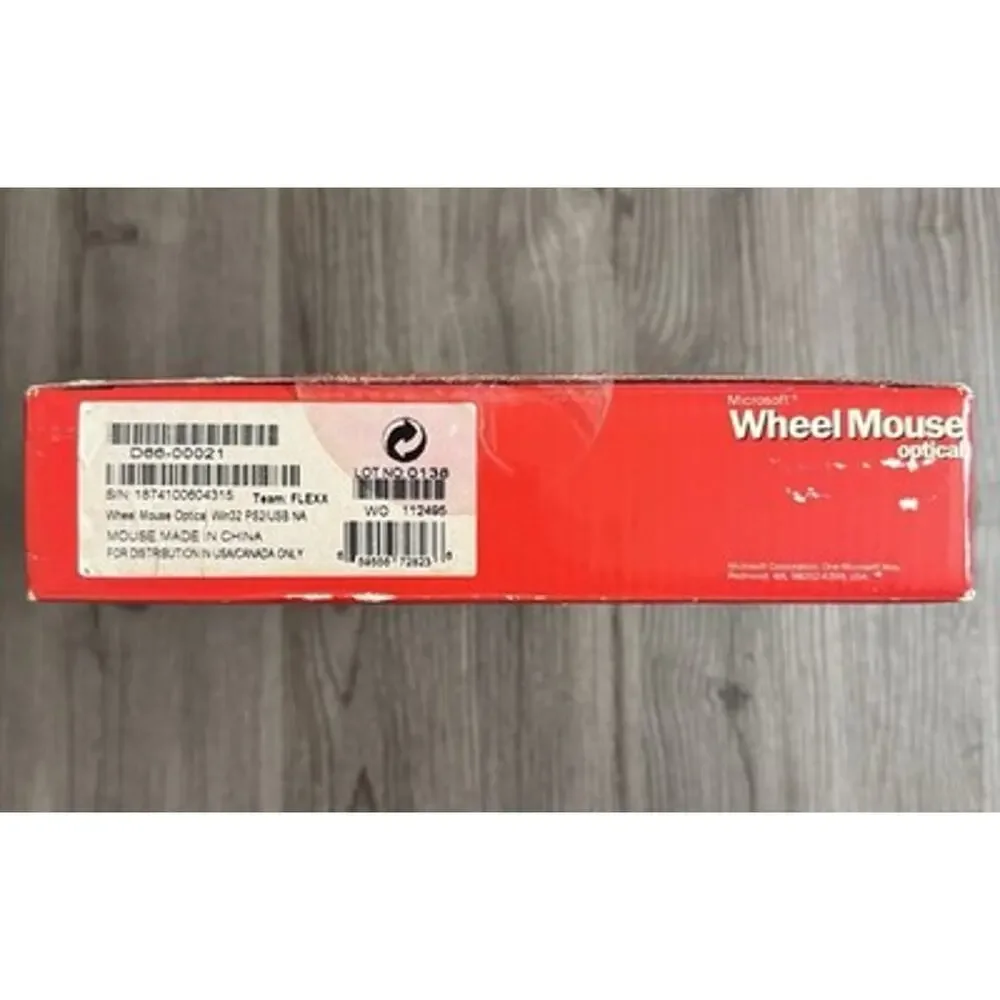 Microsoft Wheel Mouse Optical D66-00021 PS/2 USB Factory Sealed